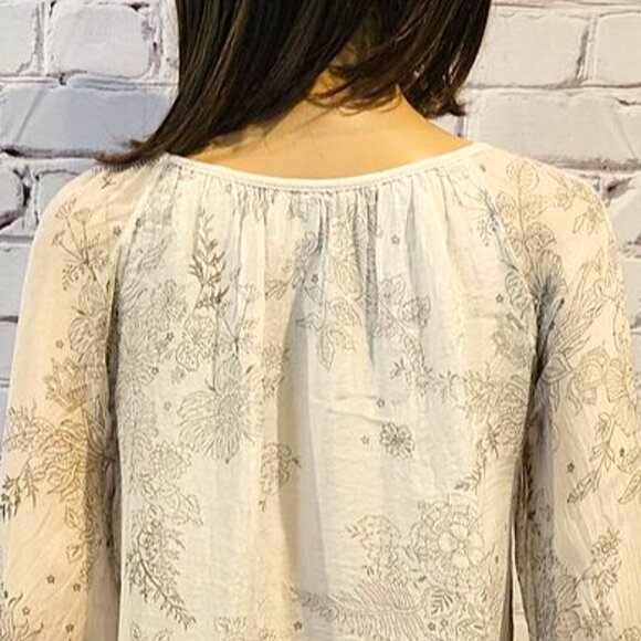 LUISA RICCI, 100% silk Boho long sleeve floral sheer blouse - Picture 10 of 11